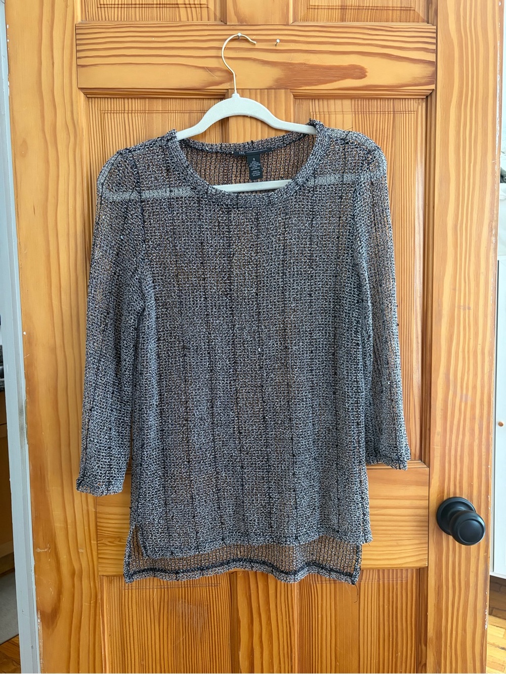 INC International Concepts Metallic Silver Knit Top